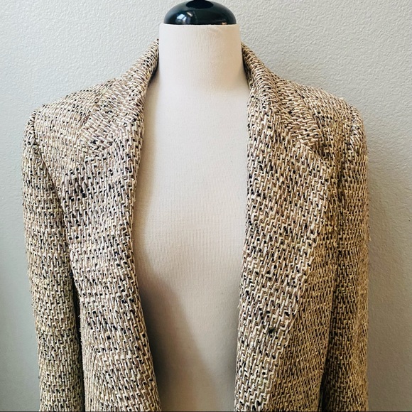 EMIL RUTENBERG vintage tan handwoven silk one button oversized blazer jacket M - Picture 8 of 13